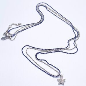 American Eagle Layered Long rhinestones Star necklace blue silver dainty blue‎